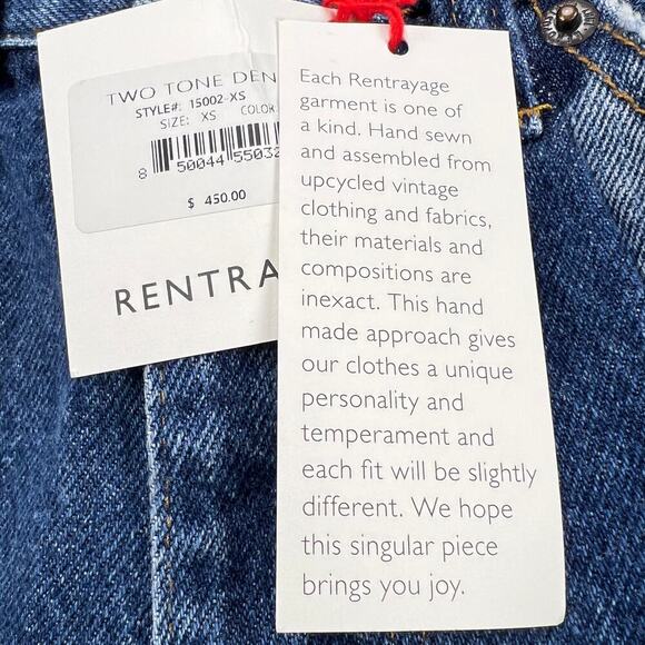 Rentrayage Upcycled Mid Rise Two Tone Patchwork Flare Jeans Size XS 26 Waist - Picture 7 of 15